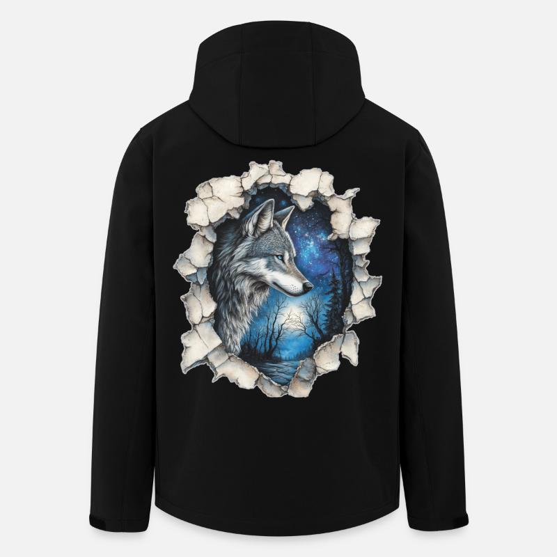 Wolf mit Sternen - Recycelte Männer Softshell-Jacke von Stanley/Stella - Schwarz