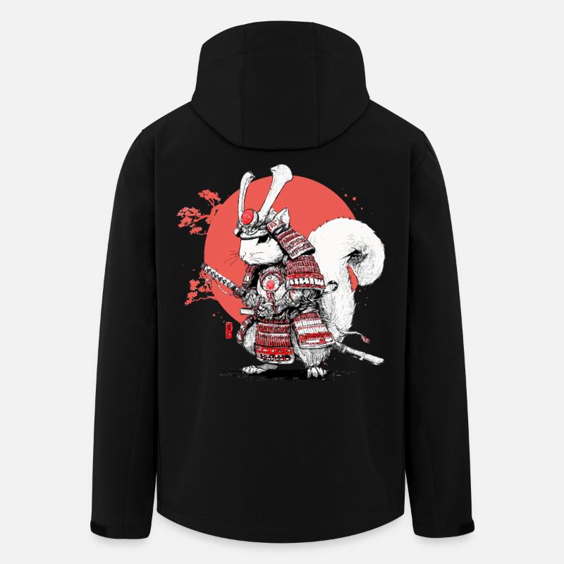 Eichhörnchen-Samurai im Roten Kreis - Recycelte Männer Softshell-Jacke von Stanley/Stella - Schwarz