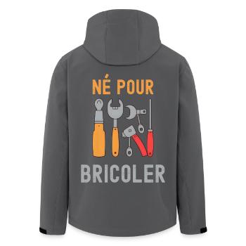 Né Pour Bricoler – Outils Colorés - Veste softshell homme en polyester recyclé Stanley/Stella - noir - Dos - AI Model Male 185 light (185cm)
