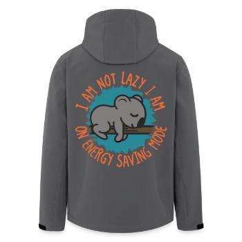 I’m Not Lazy Koala Energy Saving Mode - Men’s Recycled Softshell Jacket by Stanley/Stella - black - Back - AI Model Male 185 light (185cm)