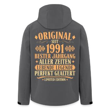 Original 1991 – 35. Geburtstag Legende Vintage - Recycelte Männer Softshell-Jacke von Stanley/Stella - Schwarz - Hinten - AI Model Male 185 light (185cm)