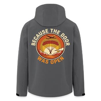 Skydiving Humor Because Door Was Open - Men’s Recycled Softshell Jacket by Stanley/Stella - black - Back - AI Model Male 185 light (185cm)