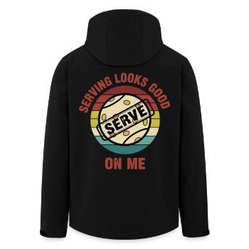 Le service de pickleball me va bien Servir drôle - Veste softshell homme en polyester recyclé Stanley/Stella - noir - Dos - AI Model Male 185 light (185cm)