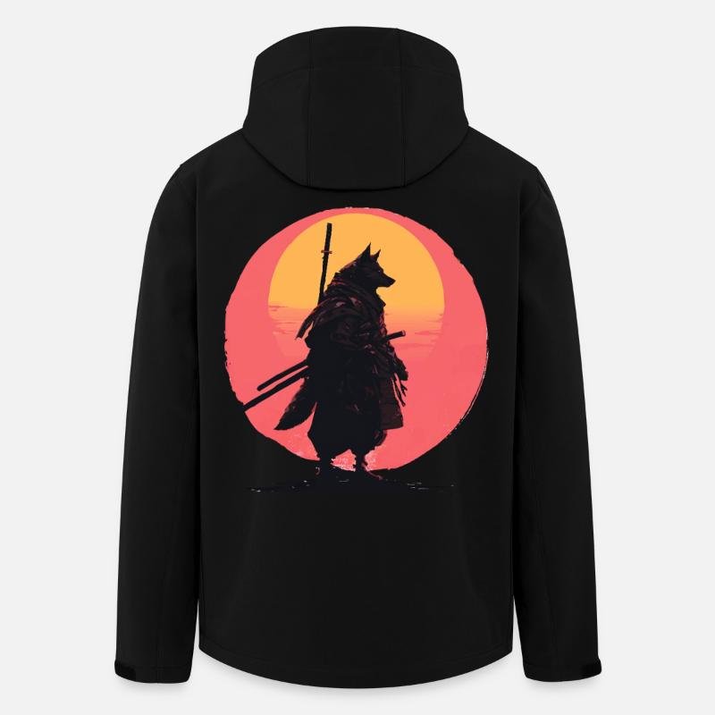 Wolf Sunset Samurai Rider - Recycelte Männer Softshell-Jacke von Stanley/Stella - Schwarz