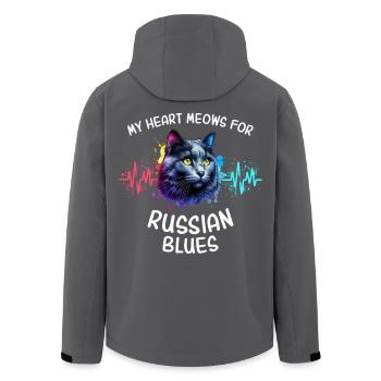 Ligne de cœur du Chat Bleu Russe - Veste softshell homme en polyester recyclé Stanley/Stella - noir - Dos - AI Model Male 185 light (185cm)