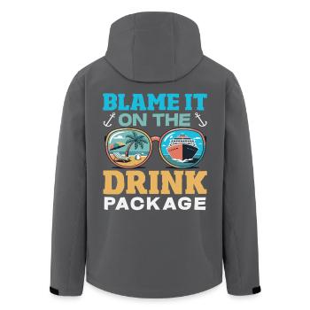 Blame It On The Drink Package Alcohol - Men’s Recycled Softshell Jacket by Stanley/Stella - black - Back - AI Model Male 185 light (185cm)