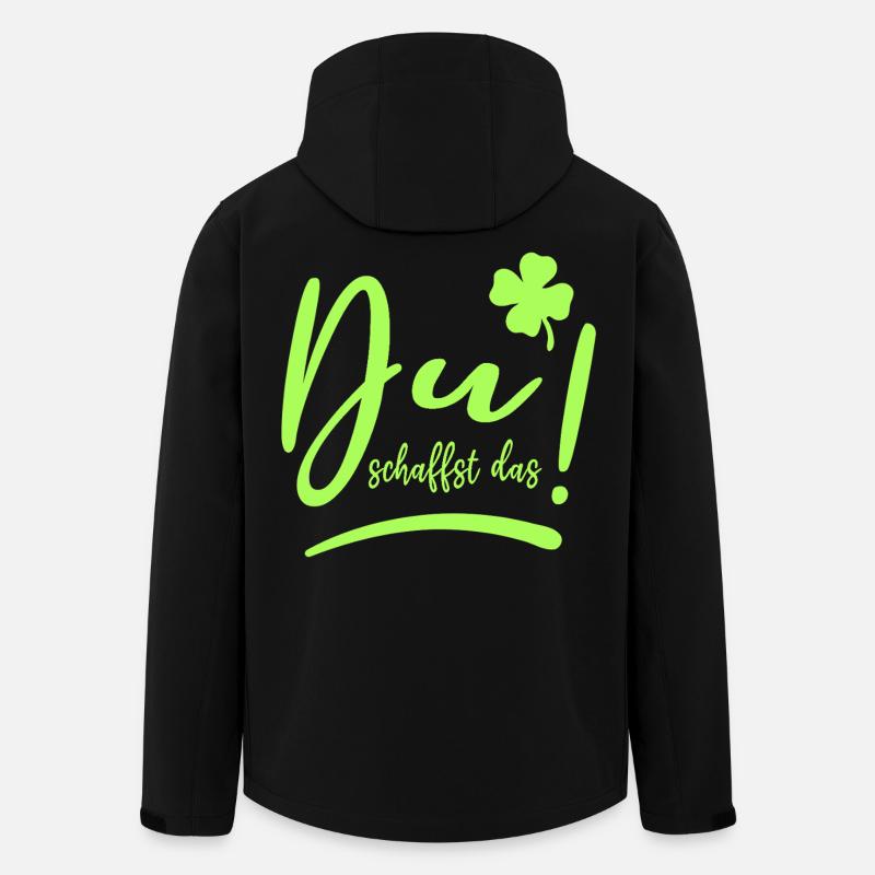 Du schaffst das! Glücksbringer Mutmacher neon - Recycelte Männer Softshell-Jacke von Stanley/Stella - Schwarz