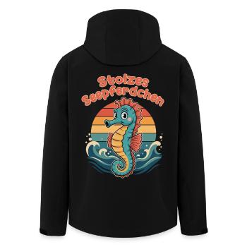 Stolzes Seepferdchen Schwimmen Retro Design - Recycelte Männer Softshell-Jacke von Stanley/Stella - Schwarz - Hinten - AI Model Male 185 light (185cm)