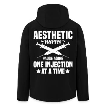 Ästhetisch-Krankenschwester-Injektor-Alter-Botox-Händler - Recycelte Männer Softshell-Jacke von Stanley/Stella - Schwarz - Hinten - AI Model Male 185 light (185cm)