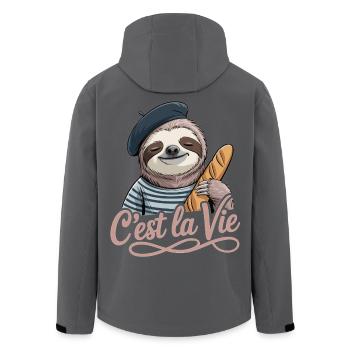 Faultier T-Shirt C’est La Vie Französisches Motiv - Recycelte Männer Softshell-Jacke von Stanley/Stella - Schwarz - Hinten - AI Model Male 185 light (185cm)