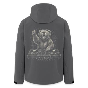 Wilder Bär DJ Turntable Techno Musik Geschenk - Recycelte Männer Softshell-Jacke von Stanley/Stella - Schwarz - Hinten - AI Model Male 185 light (185cm)