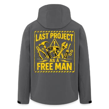 Last Project as a Free Man - JGA Warnschild - Men’s Recycled Softshell Jacket by Stanley/Stella - black - Back - AI Model Male 185 light (185cm)