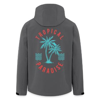 Tropical Paradise Retro Palm Abzeichen - Recycelte Männer Softshell-Jacke von Stanley/Stella - Schwarz - Hinten - AI Model Male 185 light (185cm)