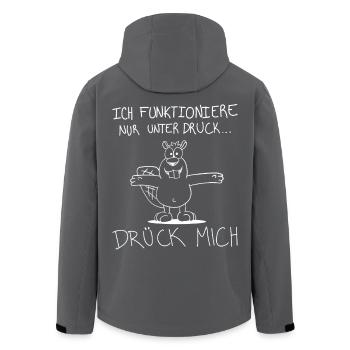 Ich funktioniere nur unter Druck – Büro Humor - Recycelte Männer Softshell-Jacke von Stanley/Stella - Schwarz - Hinten - AI Model Male 185 light (185cm)