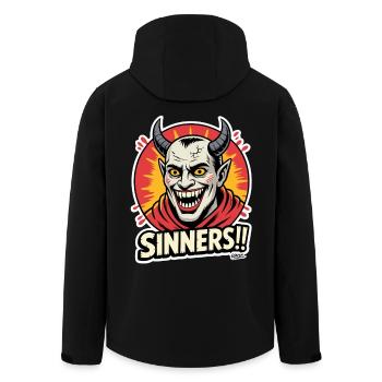 Demonic Grin Sinners Graphic - Men’s Recycled Softshell Jacket by Stanley/Stella - black - Back - AI Model Male 185 light (185cm)