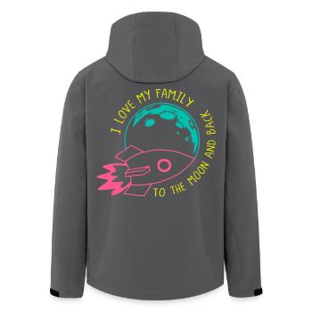 I Love My Family to the Moon Rocket Neon - Men’s Recycled Softshell Jacket by Stanley/Stella - black - Back - AI Model Male 185 light (185cm)