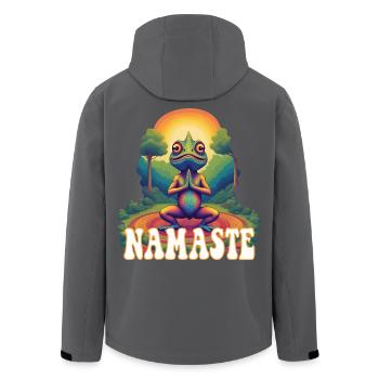 Chameleon Yoga Namaste - Men’s Recycled Softshell Jacket by Stanley/Stella - black - Back - AI Model Male 185 light (185cm)