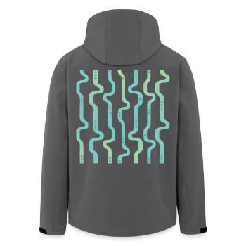 Bandes ondulées ondulées L rayures L Bleu vert - Veste softshell homme en polyester recyclé Stanley/Stella - noir - Dos - AI Model Male 185 light (185cm)