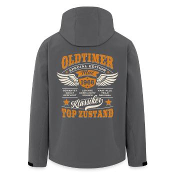 Oldtimer Mai 1966 - Geburtstag - Geschenk - Recycelte Männer Softshell-Jacke von Stanley/Stella - Schwarz - Hinten - AI Model Male 185 light (185cm)