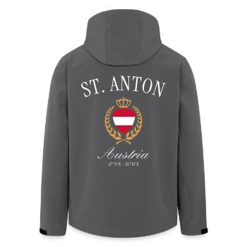 St. Anton am Arlberg Austria – Travel Souvenir - Men’s Recycled Softshell Jacket by Stanley/Stella - black - Back - AI Model Male 185 light (185cm)