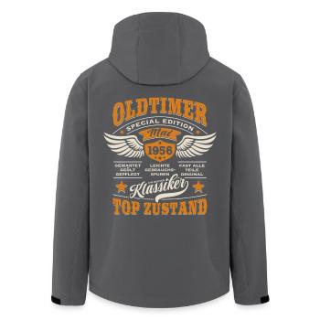 Oldtimer Mai 1956 - Geburtstag - Geschenk - Recycelte Männer Softshell-Jacke von Stanley/Stella - Schwarz - Hinten - AI Model Male 185 light (185cm)