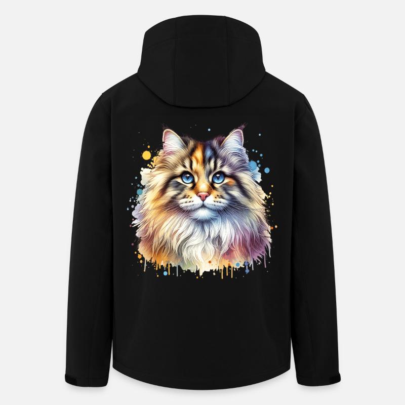 Norwegische Waldkatze Motiv - Recycelte Männer Softshell-Jacke von Stanley/Stella - Schwarz