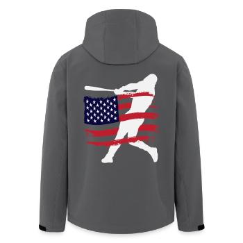USA Flag Baseball Player Silhouette - Men’s Recycled Softshell Jacket by Stanley/Stella - black - Back - AI Model Male 185 light (185cm)