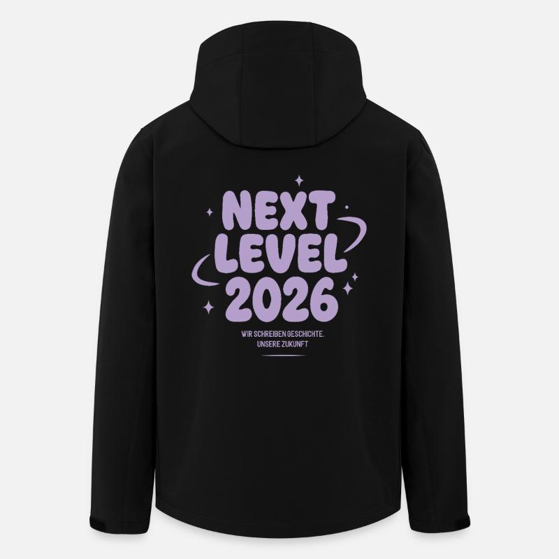 Next Level 2026 – Wir schreiben Geschichte - Recycelte Männer Softshell-Jacke von Stanley/Stella - Schwarz