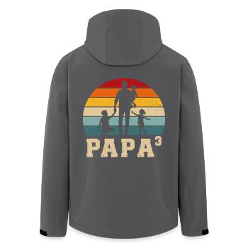 Vater 3 Kinder Stolzer Vater 3 Kinder Dreifacher Papa - Recycelte Männer Softshell-Jacke von Stanley/Stella - Schwarz - Hinten - AI Model Male 185 light (185cm)