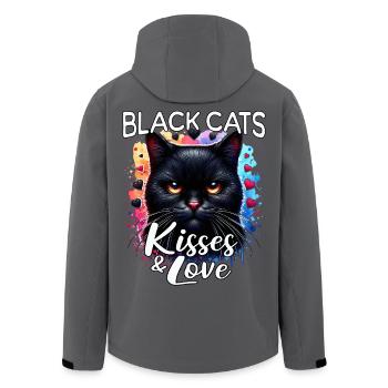 Black Cat Love - Men’s Recycled Softshell Jacket by Stanley/Stella - black - Back - AI Model Male 185 light (185cm)