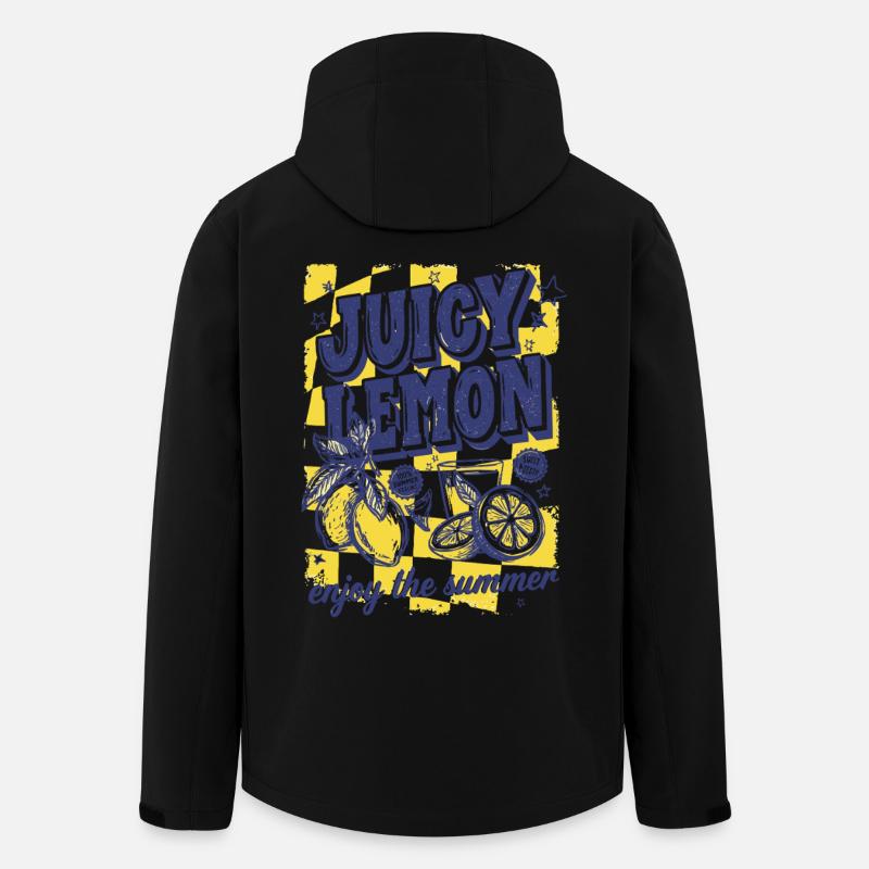 Motif d’agrumes citron juteux d’été - Veste softshell homme en polyester recyclé Stanley/Stella - noir