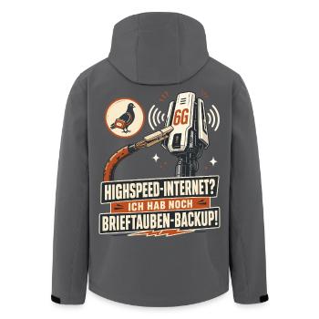 Brieftauben Backup Für Highspeed Internet. - Recycelte Männer Softshell-Jacke von Stanley/Stella - Schwarz - Hinten - AI Model Male 185 light (185cm)