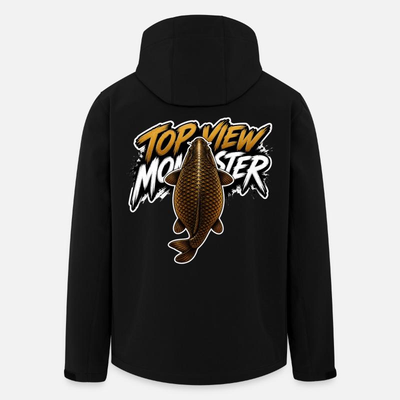 Vogelperspektive Monsterkarpfen – Kräftiges Angeldesign - Recycelte Männer Softshell-Jacke von Stanley/Stella - Schwarz