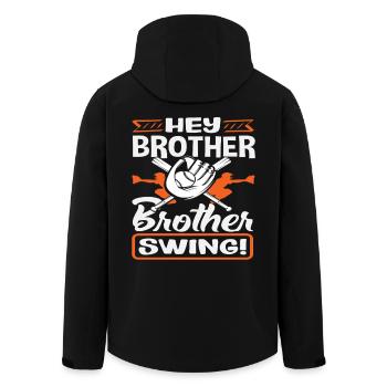 Hey Brother Swing Baseball Saying - Men’s Recycled Softshell Jacket by Stanley/Stella - black - Back - AI Model Male 185 light (185cm)