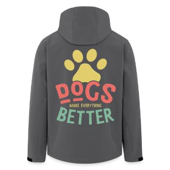 Dogs Make Life Better – Hunde machen alles besser - Recycelte Männer Softshell-Jacke von Stanley/Stella - Schwarz - Hinten - AI Model Male 185 light (185cm)