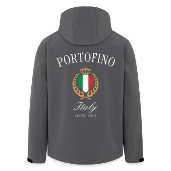Portofino Italien Wappen Krone – Reise Souvenir - Recycelte Männer Softshell-Jacke von Stanley/Stella - Schwarz - Hinten - AI Model Male 185 light (185cm)