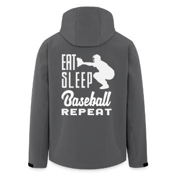 Eat Sleep Baseball Repeat Catcher - Men’s Recycled Softshell Jacket by Stanley/Stella - black - Back - AI Model Male 185 light (185cm)