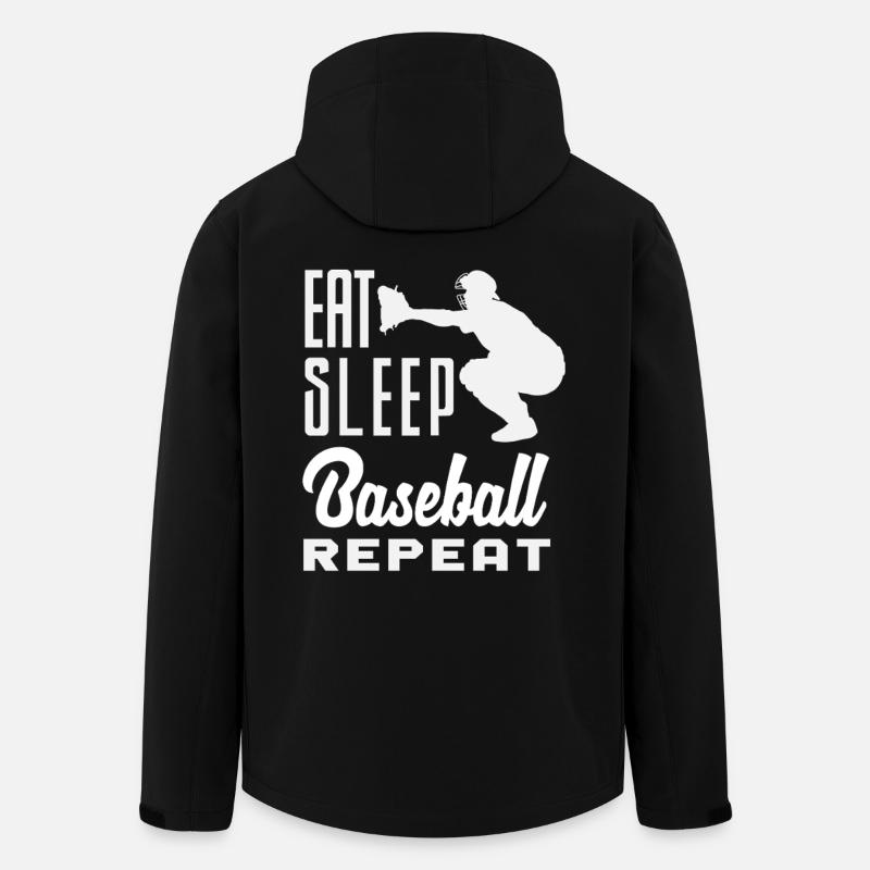 Eat Sleep Baseball Repeat Catcher - Recycelte Männer Softshell-Jacke von Stanley/Stella - Schwarz