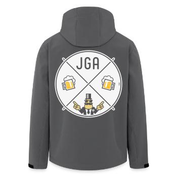 Signe de main du marié Signe de bière Symbole NEG 3C - Veste softshell homme en polyester recyclé Stanley/Stella - charbon - Dos - AI Model Male 185 light (185cm)