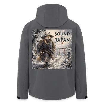 Japanisches Kitsune-Flötendesign - Recycelte Männer Softshell-Jacke von Stanley/Stella - Schwarz - Hinten - AI Model Male 185 light (185cm)
