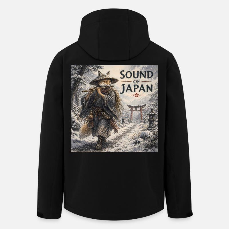 Japanisches Kitsune-Flötendesign - Recycelte Männer Softshell-Jacke von Stanley/Stella - Schwarz