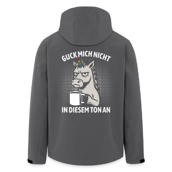 Guck mich nicht in diesem Ton an - Einhorn - Recycelte Männer Softshell-Jacke von Stanley/Stella - Schwarz - Hinten - AI Model Male 185 light (185cm)