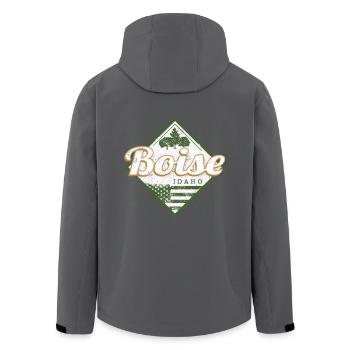 Boise City, Idaho, United States, Vintage USA - Men’s Recycled Softshell Jacket by Stanley/Stella - black - Back - AI Model Male 185 light (185cm)