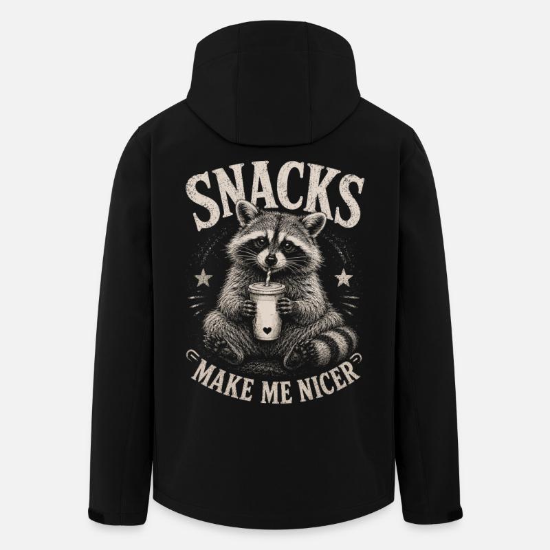 Waschbär, Snacks Make Me Nicer - Recycelte Männer Softshell-Jacke von Stanley/Stella - Schwarz