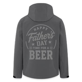 HAPPY FATHERS DAY TIME FOR A BEER Papa Emblem - Recycelte Männer Softshell-Jacke von Stanley/Stella - Schwarz - Hinten - AI Model Male 185 light (185cm)