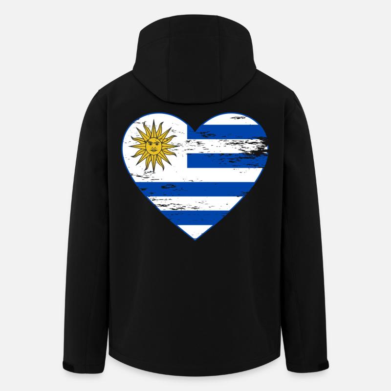 Uruguay_Flagge_Herz_used - Veste softshell homme en polyester recyclé Stanley/Stella - noir