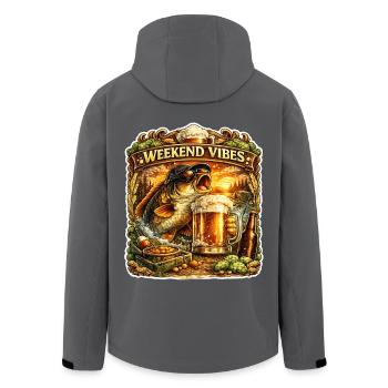 Ambiances du week-end – Drôle de pêche à la carpe Conception de bière - Veste softshell homme en polyester recyclé Stanley/Stella - noir - Dos - AI Model Male 185 light (185cm)