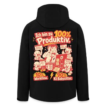 KI Babysitter Produktiv Chaos - Recycelte Männer Softshell-Jacke von Stanley/Stella - Schwarz - Hinten - AI Model Male 185 light (185cm)