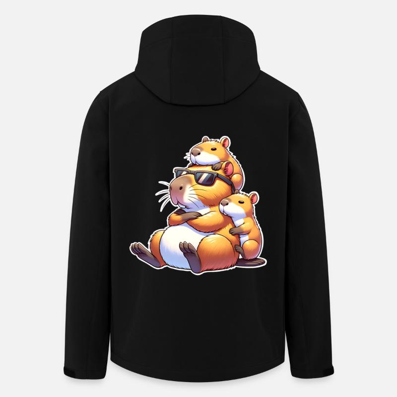 Capybara Papa - Recycelte Männer Softshell-Jacke von Stanley/Stella - Schwarz