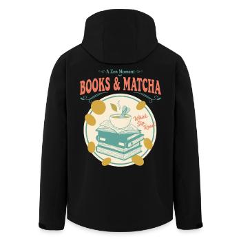 Books And Matcha A Zen Moment Whisk Sip Read - Men’s Recycled Softshell Jacket by Stanley/Stella - black - Back - AI Model Male 185 light (185cm)